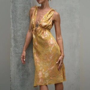 Rumored Yellow Floral Backless Dress